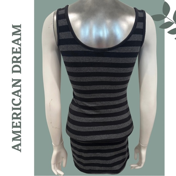 🛍️3/$40 American Dream Scoop Neck Mini Dress | Stretchy Stripe Knit | Small - Picture 3 of 5